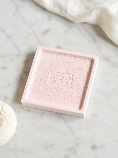 "Hello Soap" Pink Diatomite Soap Dish - The Cross Decor & Design