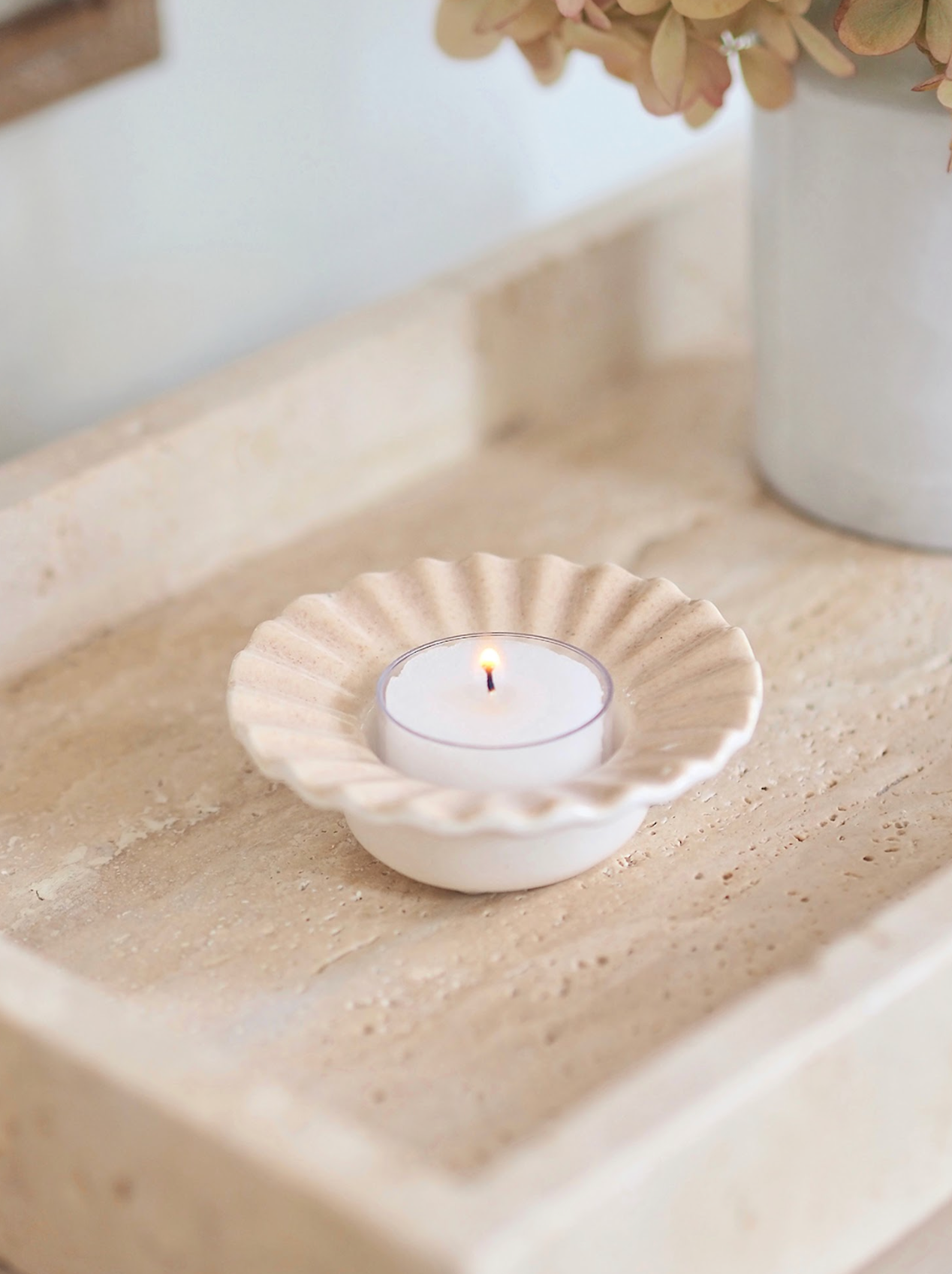 Cream Poppy Tealight Holder - The Cross Decor & Design