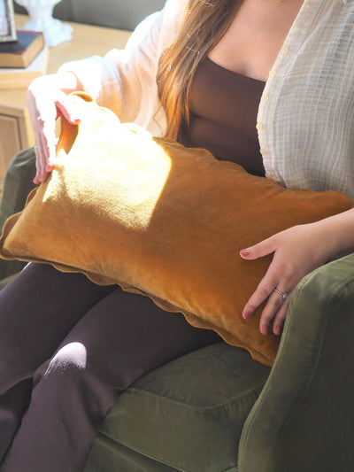 Vivian Scalloped Bronze Pillow | 21x12