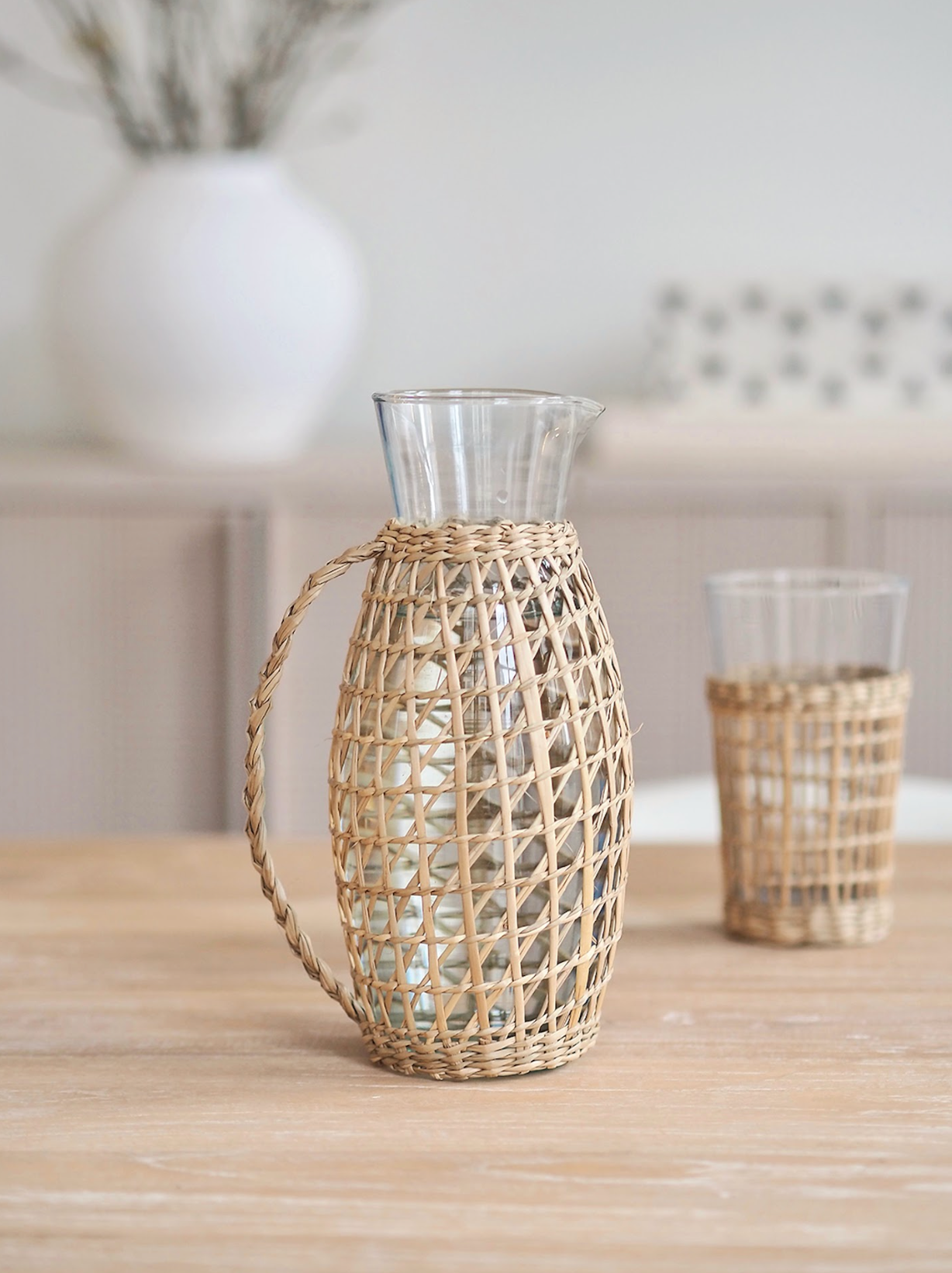 Yarrow Seagrass Glass Pitcher - The Cross Decor & Design