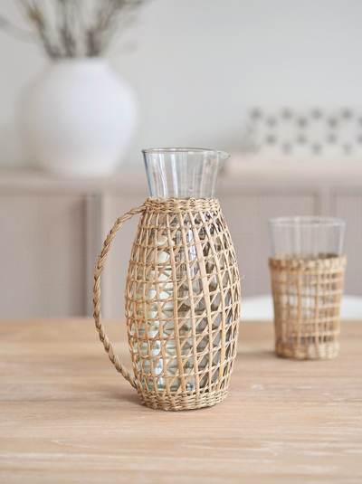 Yarrow Seagrass Glass Pitcher - The Cross Decor & Design