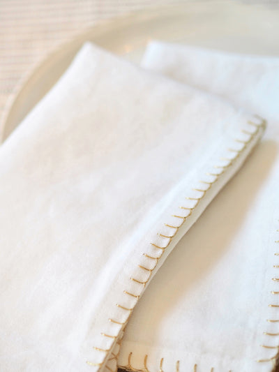 Luma Stitched White Napkin - The Cross Decor & Design