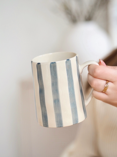 Nola Teal Stripe Mug - The Cross Decor & Design
