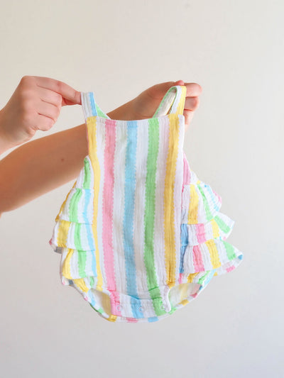 Ric Rac Stripe Ruffle Sunsuit