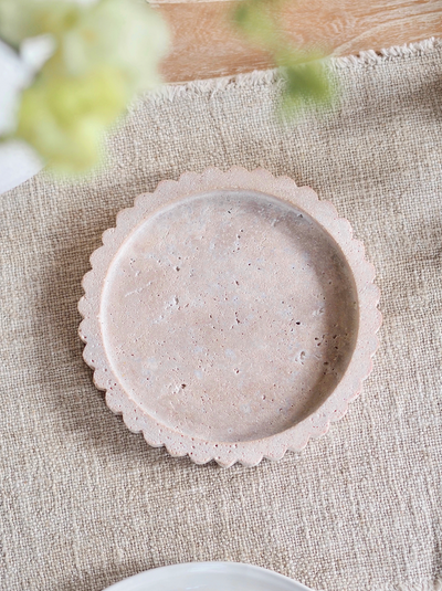 Sahara Travertine Round Tray - The Cross Decor & Design