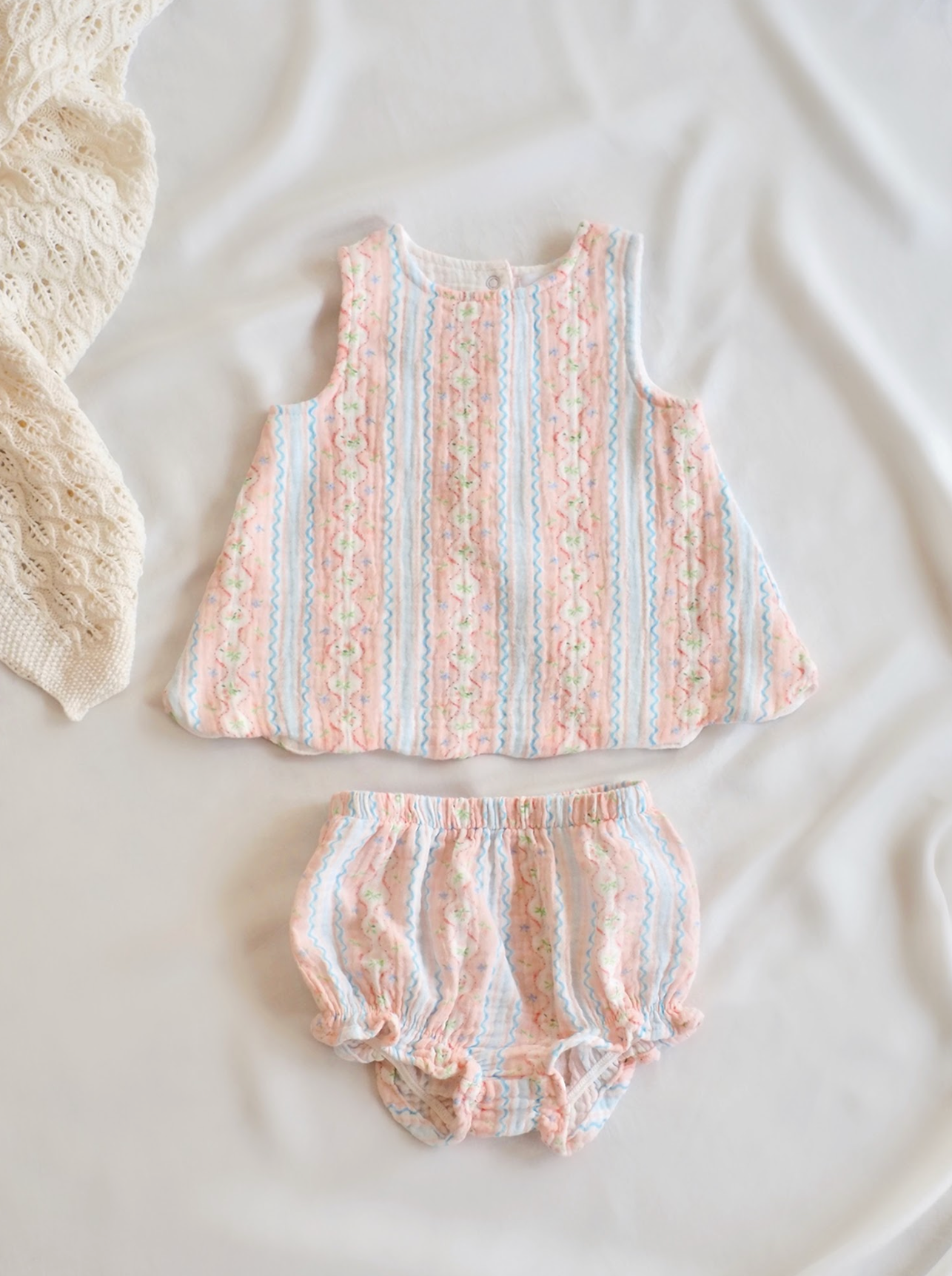 Floral Ribbon Scallop Open-Back Top & Bloomer - The Cross Decor & Design