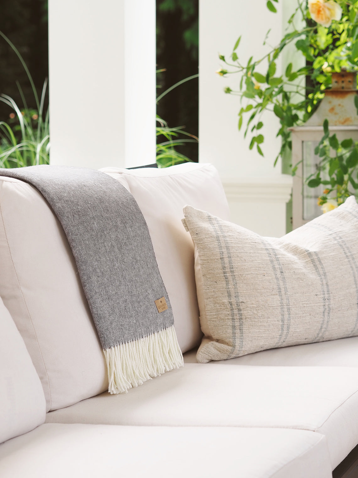 Monroe Charcoal Grey Herringbone Throw - The Cross Decor & Design