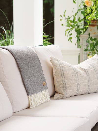 Monroe Charcoal Grey Herringbone Throw - The Cross Decor & Design