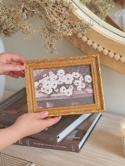 White Anemones Framed Canvas Print 5x7