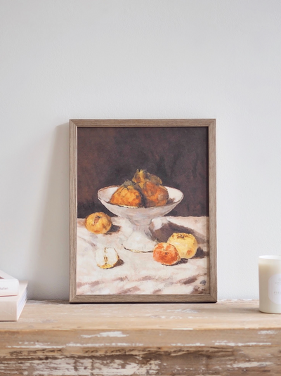 Still Life, Pears and Apples Framed Canvas Print | 11x14