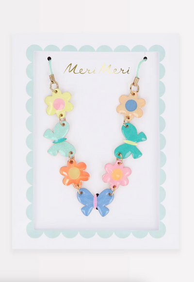 Butterflies & Flowers Enamel Charm Necklace - The Cross Decor & Design