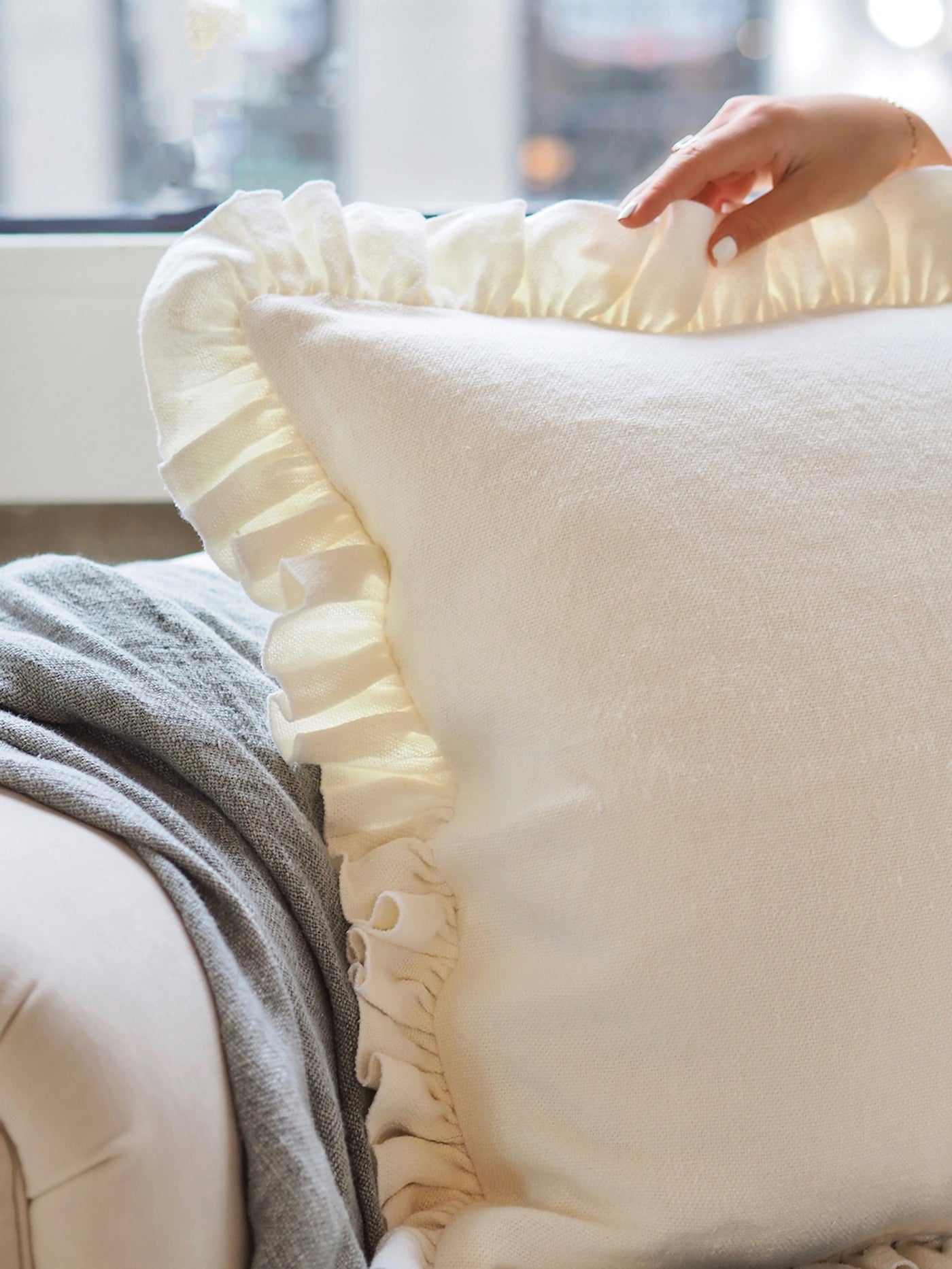 Anika Cream Ruffle Pillow - The Cross Decor & Design
