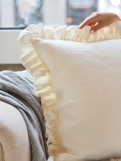 Anika Cream Ruffle Pillow - The Cross Decor & Design