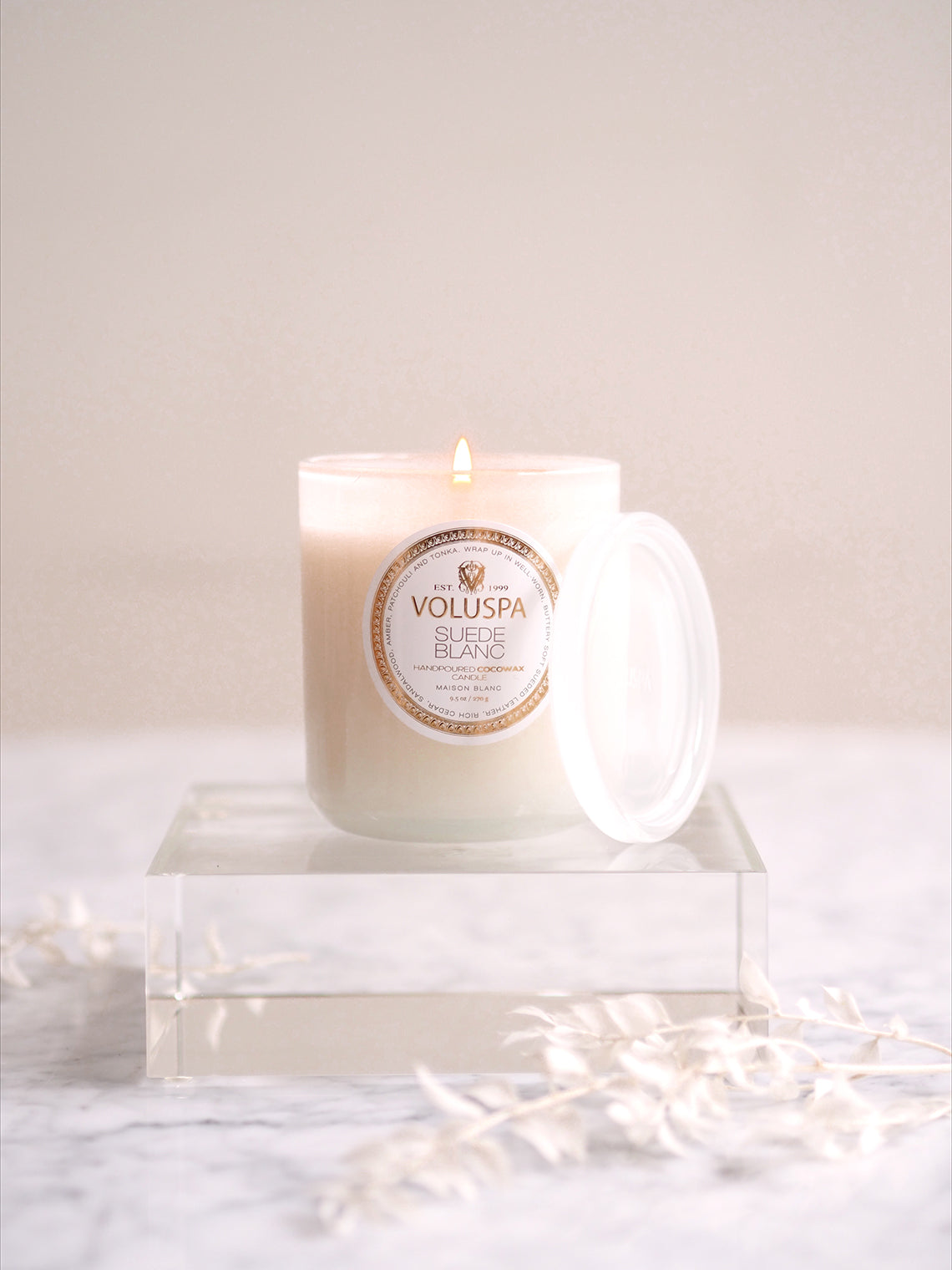 Suede Blanc Boxed Classic Candle - The Cross Decor & Design