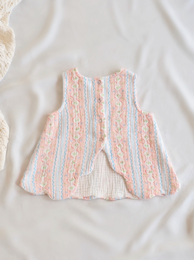 Floral Ribbon Scallop Open-Back Top & Bloomer - The Cross Decor & Design
