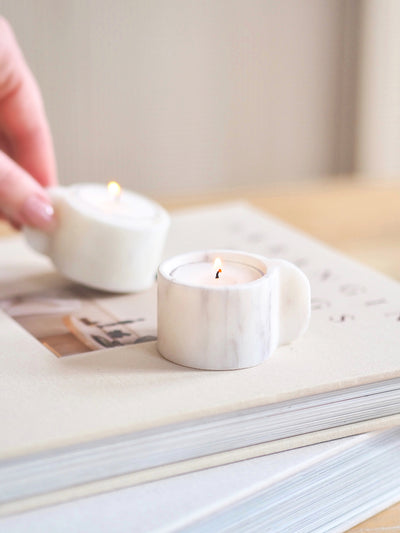 White Marble Tealight Holder