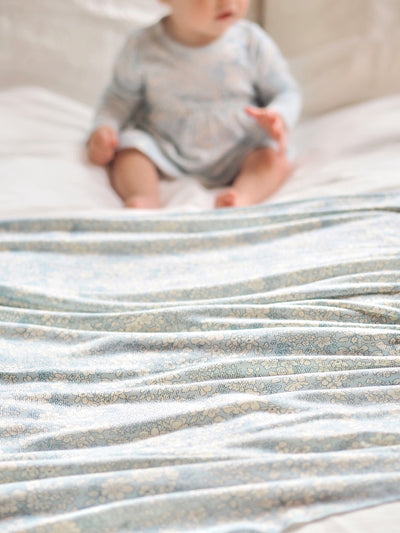 Blue Meadow Floral Swaddle Blanket