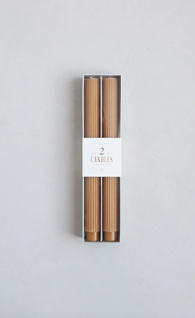 Ribbed Miel Taper Candle Set | 10" - The Cross Decor & Design