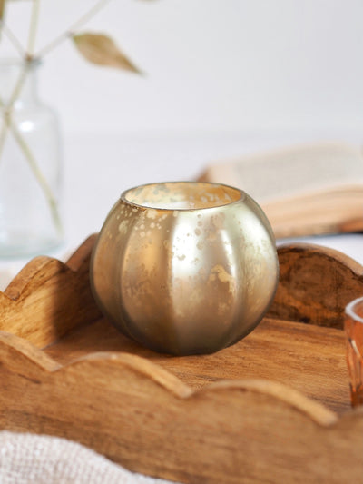 Leaves & Acorns Mercury Pumpkin Candle - The Cross Decor & Design