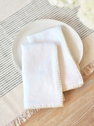 Luma Stitched White Napkin - The Cross Decor & Design