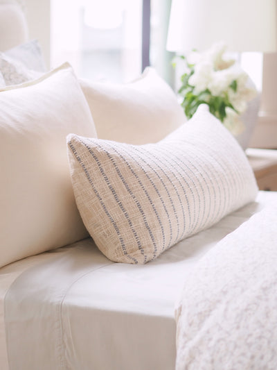JoJo Ivory/Blue Grey Lumbar Pillow | 14x40 - The Cross Decor & Design