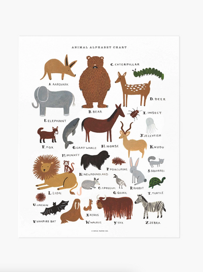Animal Alphabet Chart Print | 11x14