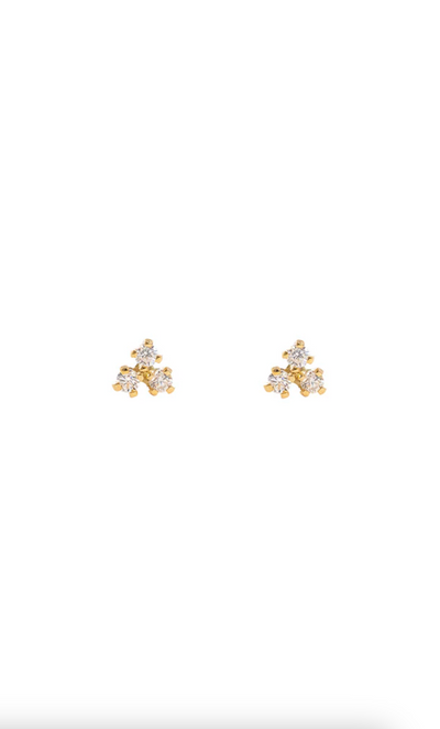 Tiny Trio Studs | 10K Gold - The Cross Decor & Design