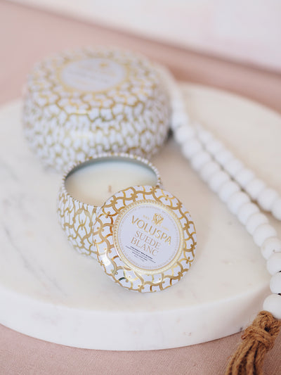 Suede Blanc Mini Tin Candle - The Cross Decor & Design
