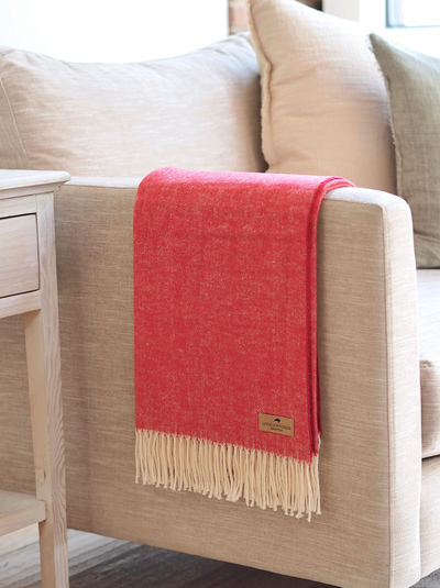 Monroe Poppy Herringbone Throw - The Cross Decor & Design