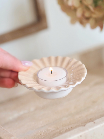 Cream Poppy Tealight Holder - The Cross Decor & Design