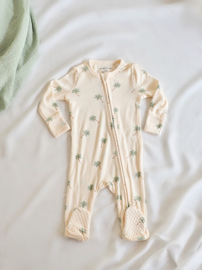 Palm Trees Zipper Footie - The Cross Decor & Design