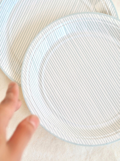 Blue Painted Stripe Side Plates - The Cross Decor & Design