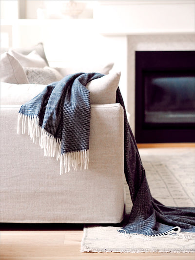 Juno Navy Cashmere Throw - The Cross Decor & Design