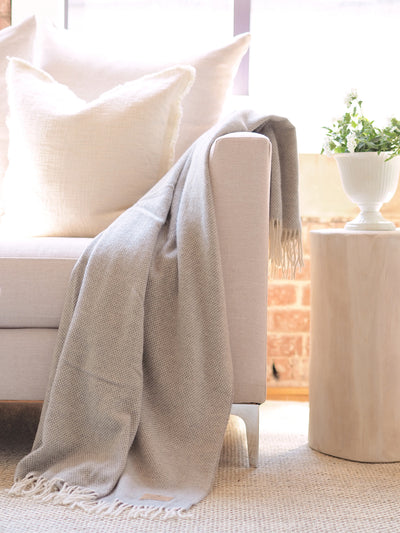 Juno Light Grey Cashmere Throw - The Cross Decor & Design