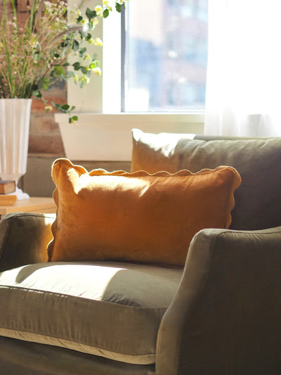 Vivian Scalloped Bronze Pillow | 21x12