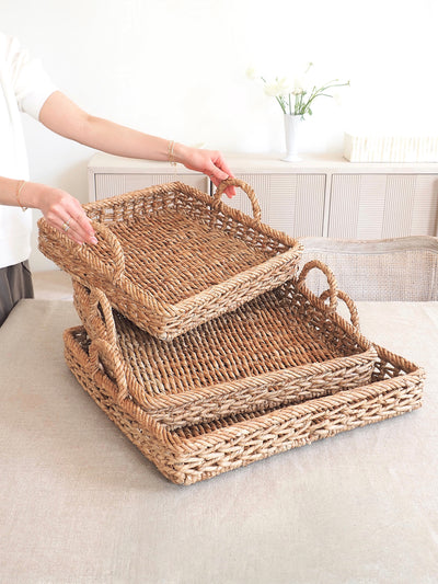 Water Hyacinth & Rattan Trays - The Cross Decor & Design