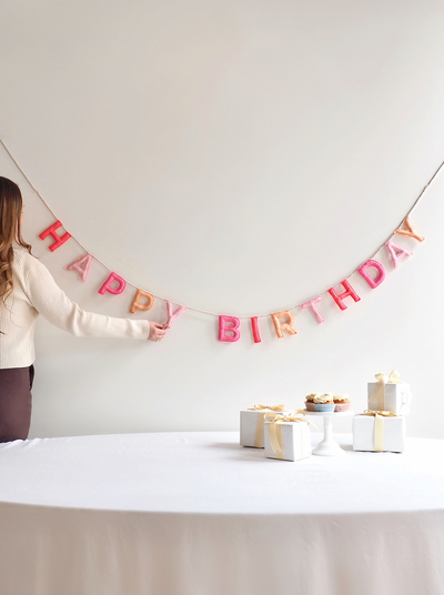 Pink Happy Birthday Felt Garland - The Cross Decor & Design