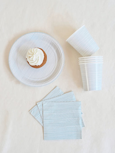 Blue Painted Stripe Side Plates - The Cross Decor & Design
