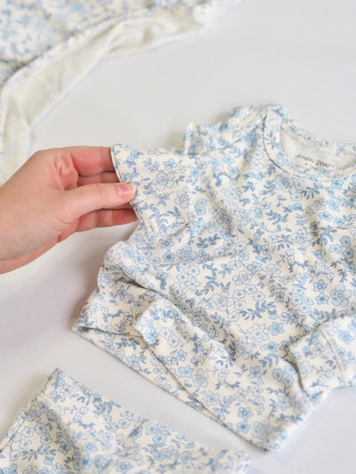 Blue Calico Floral Lounge Wear Set - The Cross Decor & Design