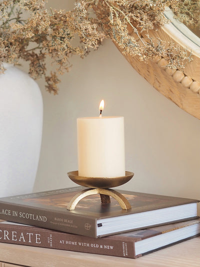 Brass Tripod Pillar Candle Holder