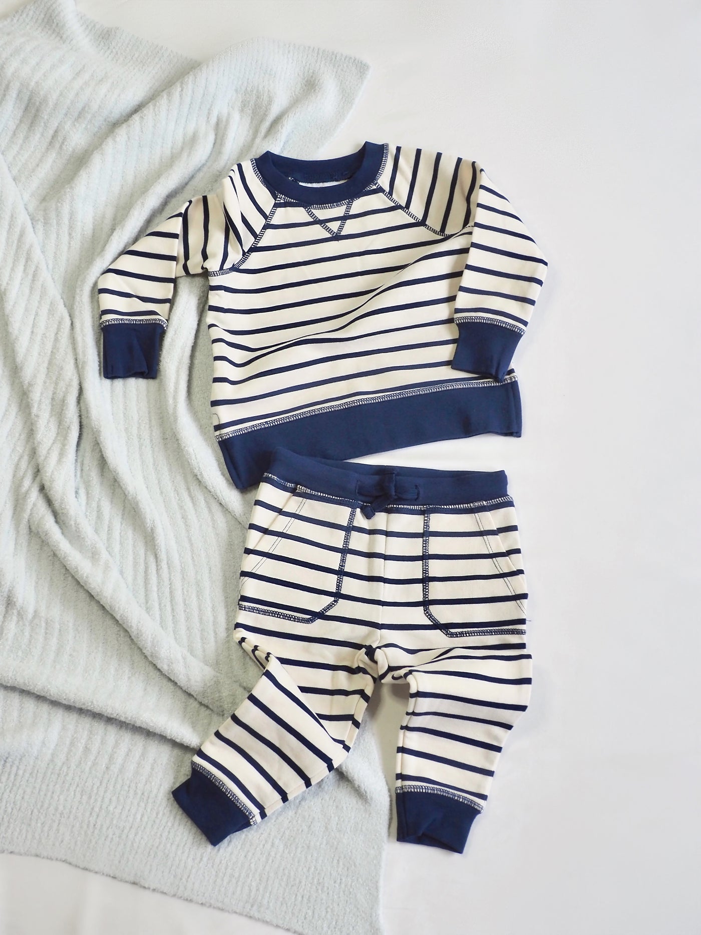 Navy Stripe Raglan Sweatshirt & Jogger Set - The Cross Decor & Design