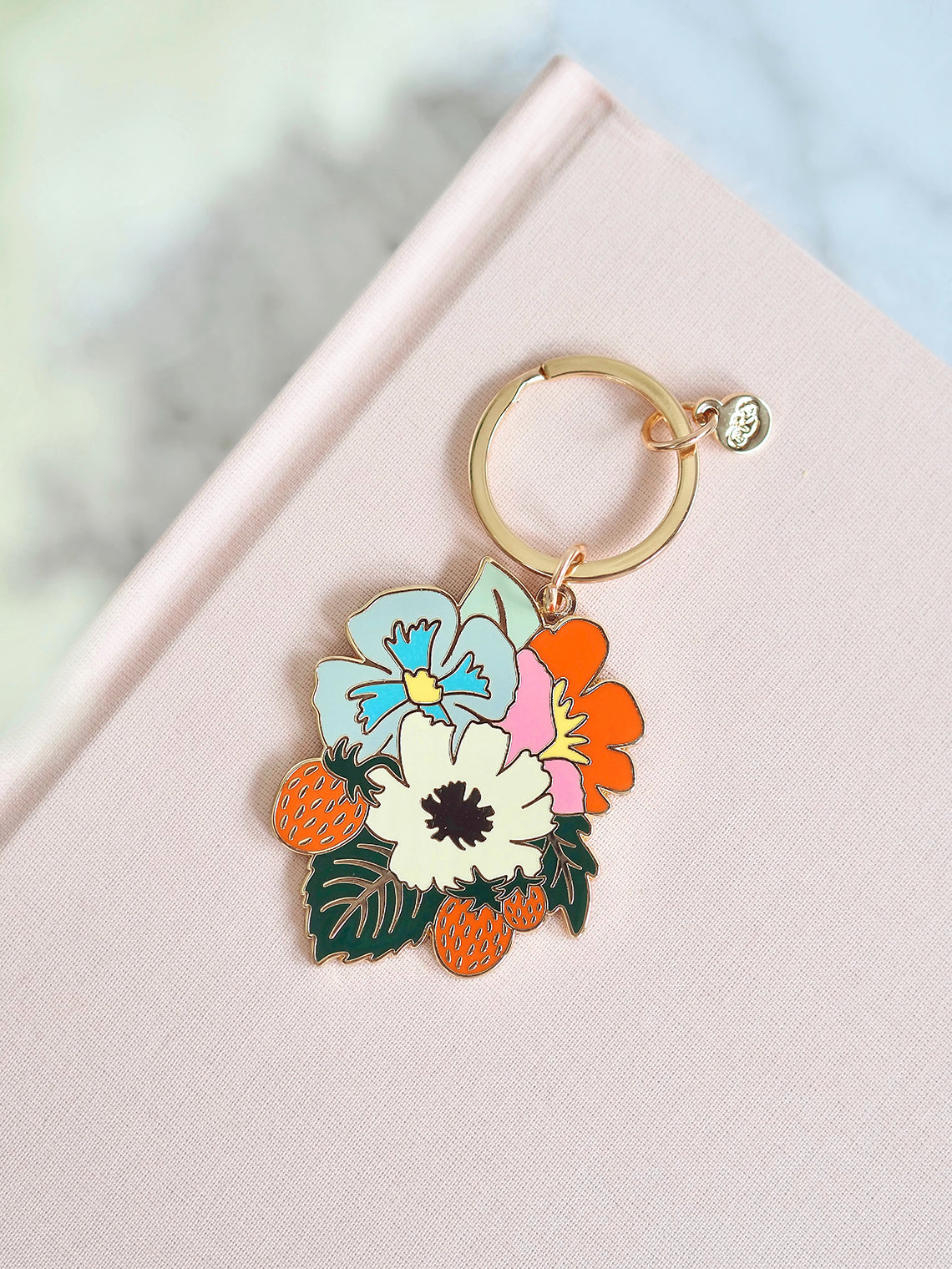 Strawberry Fields Enamel Keychain - The Cross Decor & Design