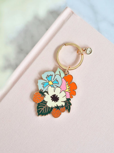 Strawberry Fields Enamel Keychain - The Cross Decor & Design