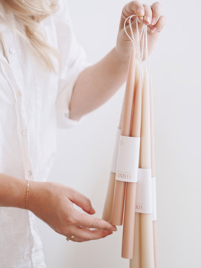 Classic Parchment Taper Candle Set - The Cross Decor & Design