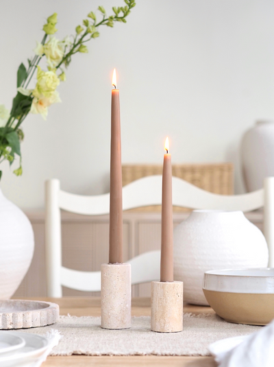 Ava Travertine Taper Holder - The Cross Decor & Design