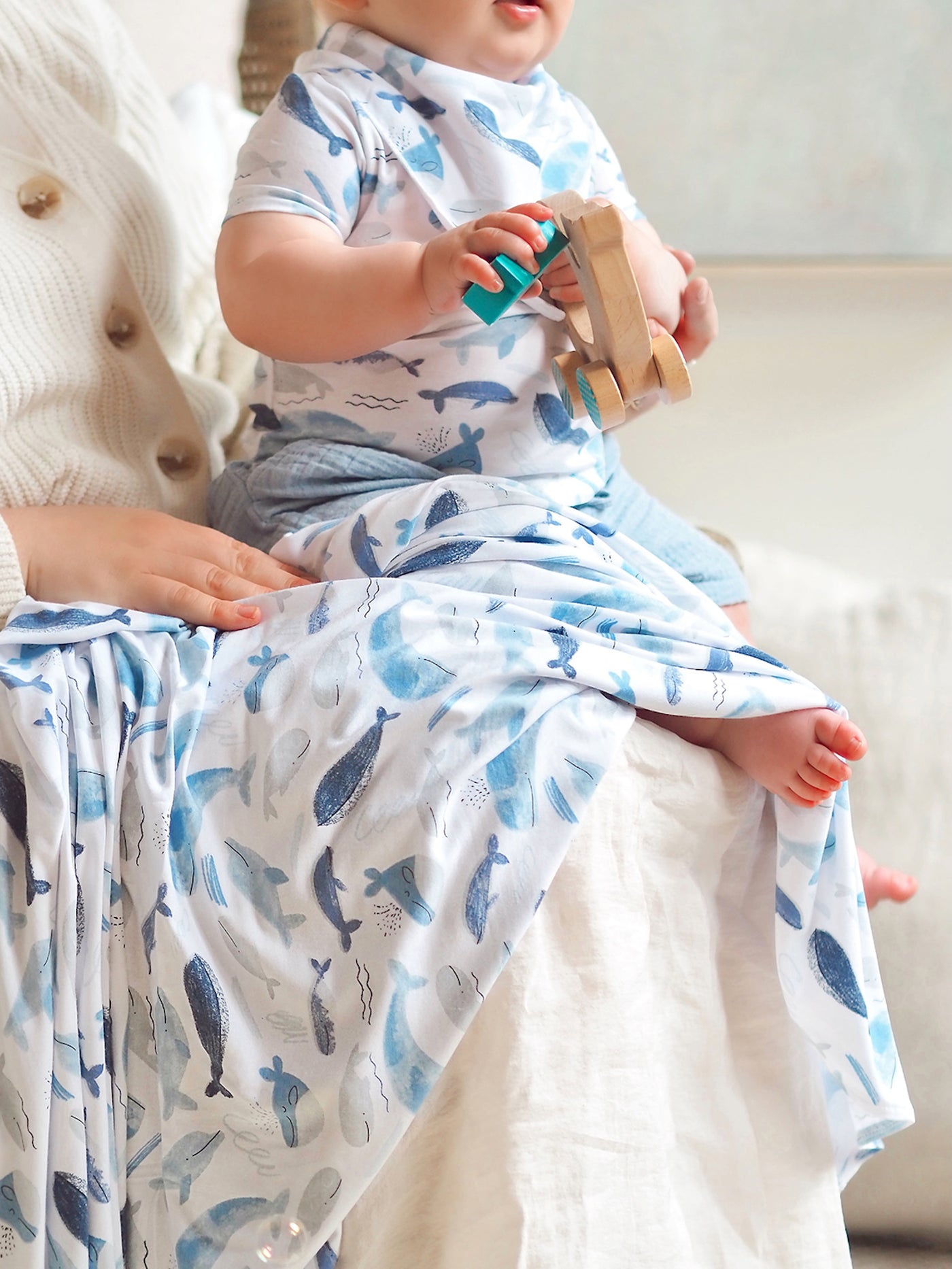 Blue Whales Swaddle Blanket - The Cross Decor & Design