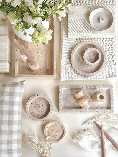 Sahara Travertine Rectangle Tray - The Cross Decor & Design