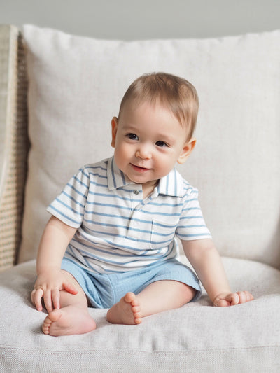 Dusty Blue Polo Shirt And Short