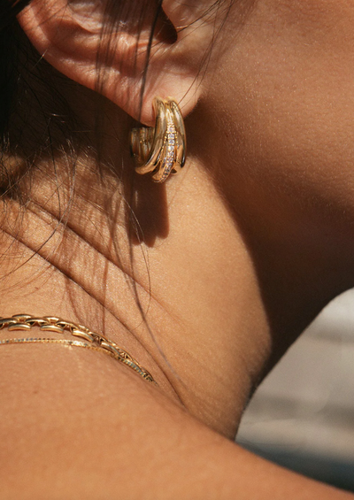 Triplette Pavé Hoops - The Cross Decor & Design