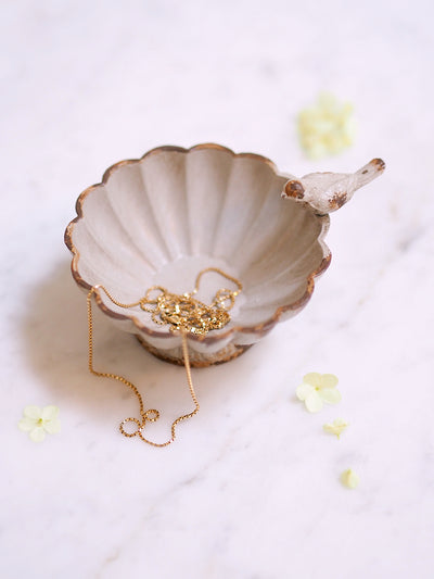 Decorative Grey Pewter Bowl with Bird